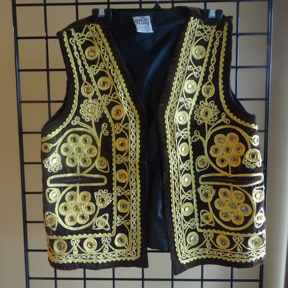 African Village Brown/Gold Vest - Size: Medium - Picture 1 of 2